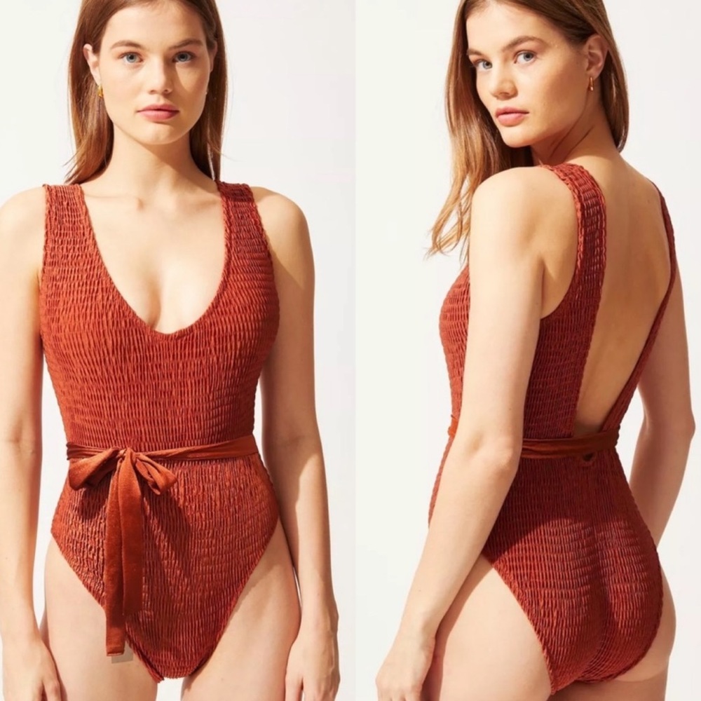 Solid & Striped | The Michelle Tie One Piece Crinkle Size Small